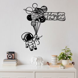 Wallity Astronaut 4 Escultura de Pared de Metal Negra